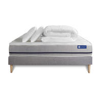BETT Actiflex soft Taschenfederkern 140 x 190 cm h2 - Kit Bettgestell Grau - Mit Kissen und Bettdecke - Beige/Grau, Karton/Holz (140/190cm) - ACTISOM