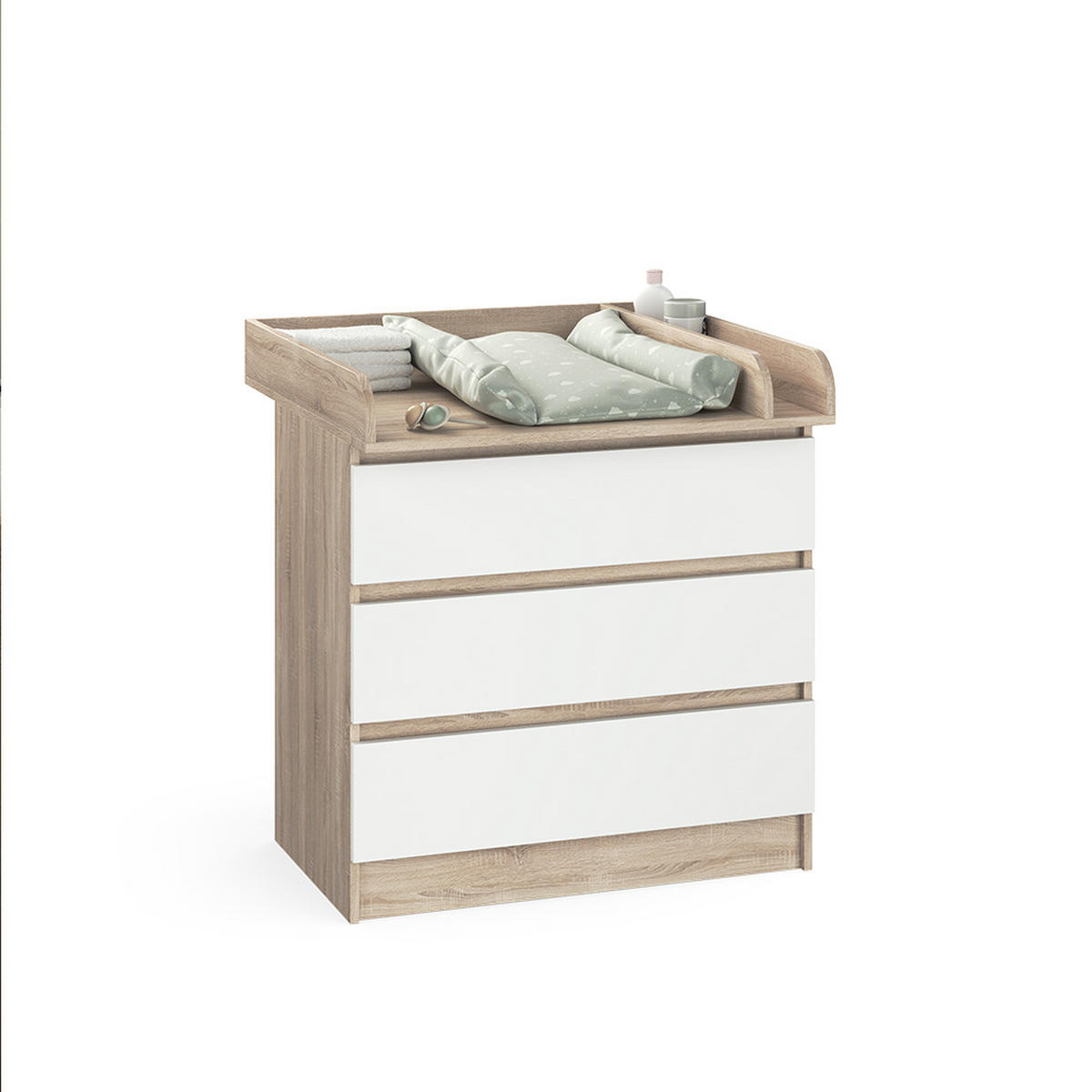 KOMODA ZA PRESVLAČENJE Emma Sonoma/Bijelo 80 x 87 cm - bijela/hrast Sonoma, drvni materijal (80/87/76cm) - Vicco