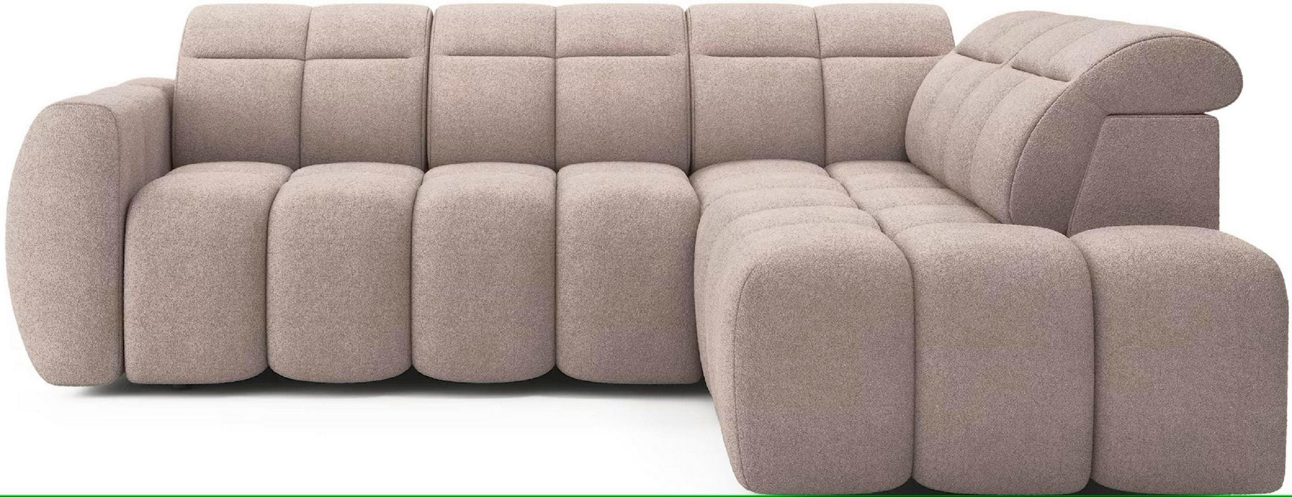 ECKSOFA mit elektrischem Sitzvorschub, Bettkasten und verstellbare Kopflehnen - Beige, Naturmaterialien/Textil (208/258cm) - Eltap