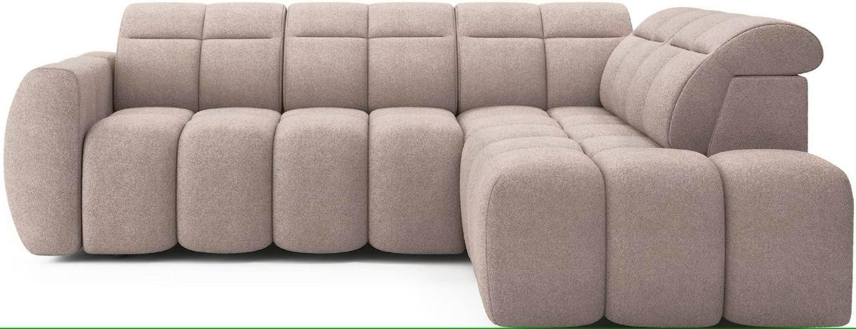 ECKSOFA mit elektrischem Sitzvorschub, Bettkasten und verstellbare Kopflehnen - Beige, Naturmaterialien/Textil (208/258cm) - Eltap