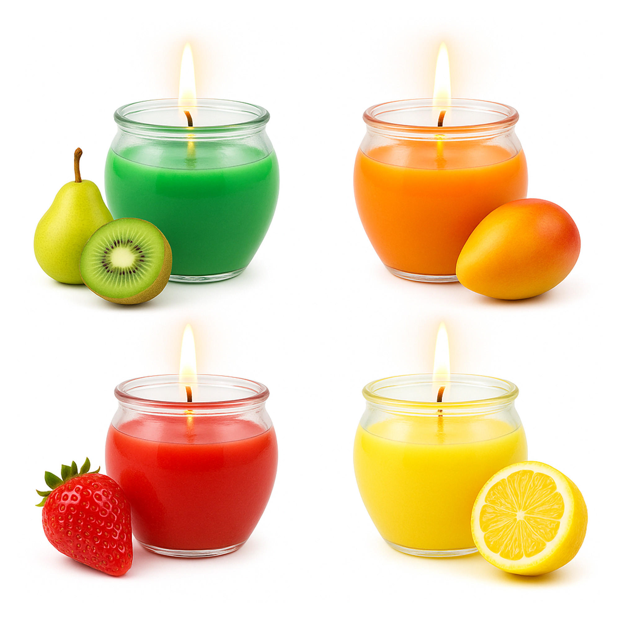 DUFTKERZEN "Selection" - 4 Kerzen im Mix Fruits - Limette/Multicolor, Naturmaterialien (5.8/6cm)