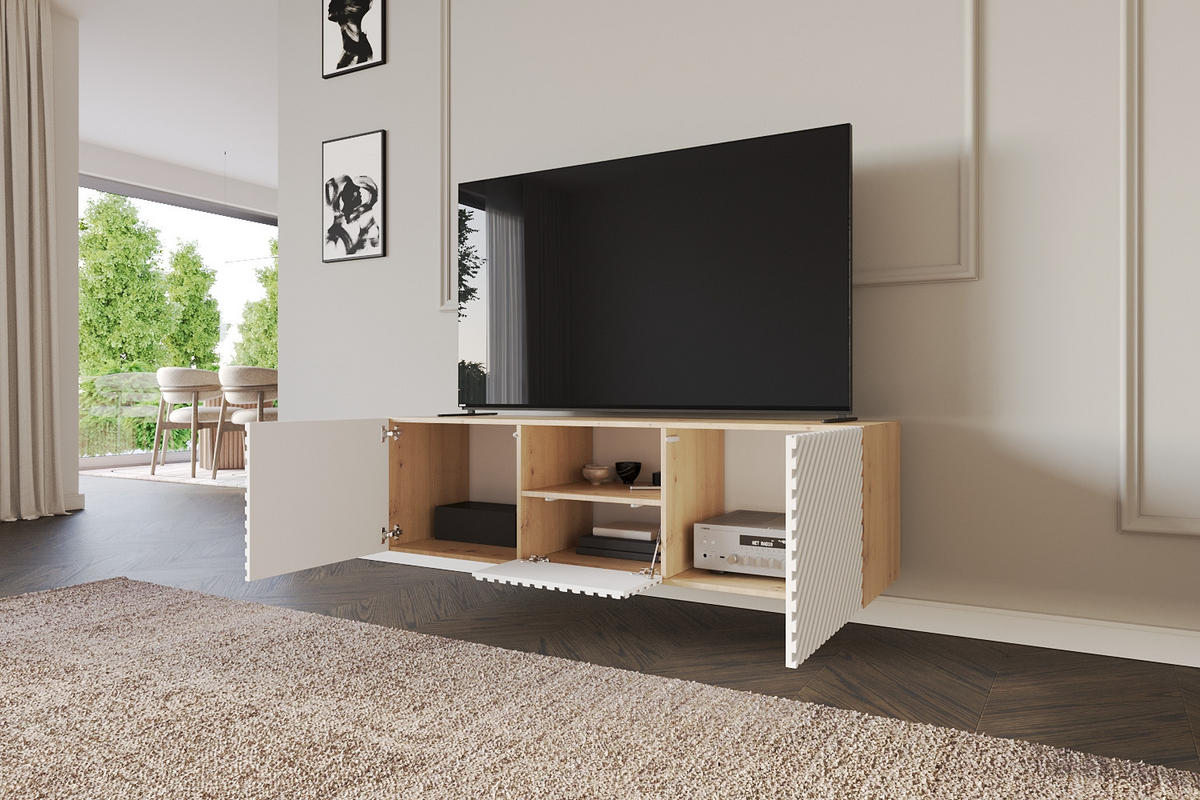 LOWBOARD ZENO-W 140x40x41 cm - Artisan / Weiß - Weiß, Holzwerkstoff (140/40/41cm) - ALTDECOR