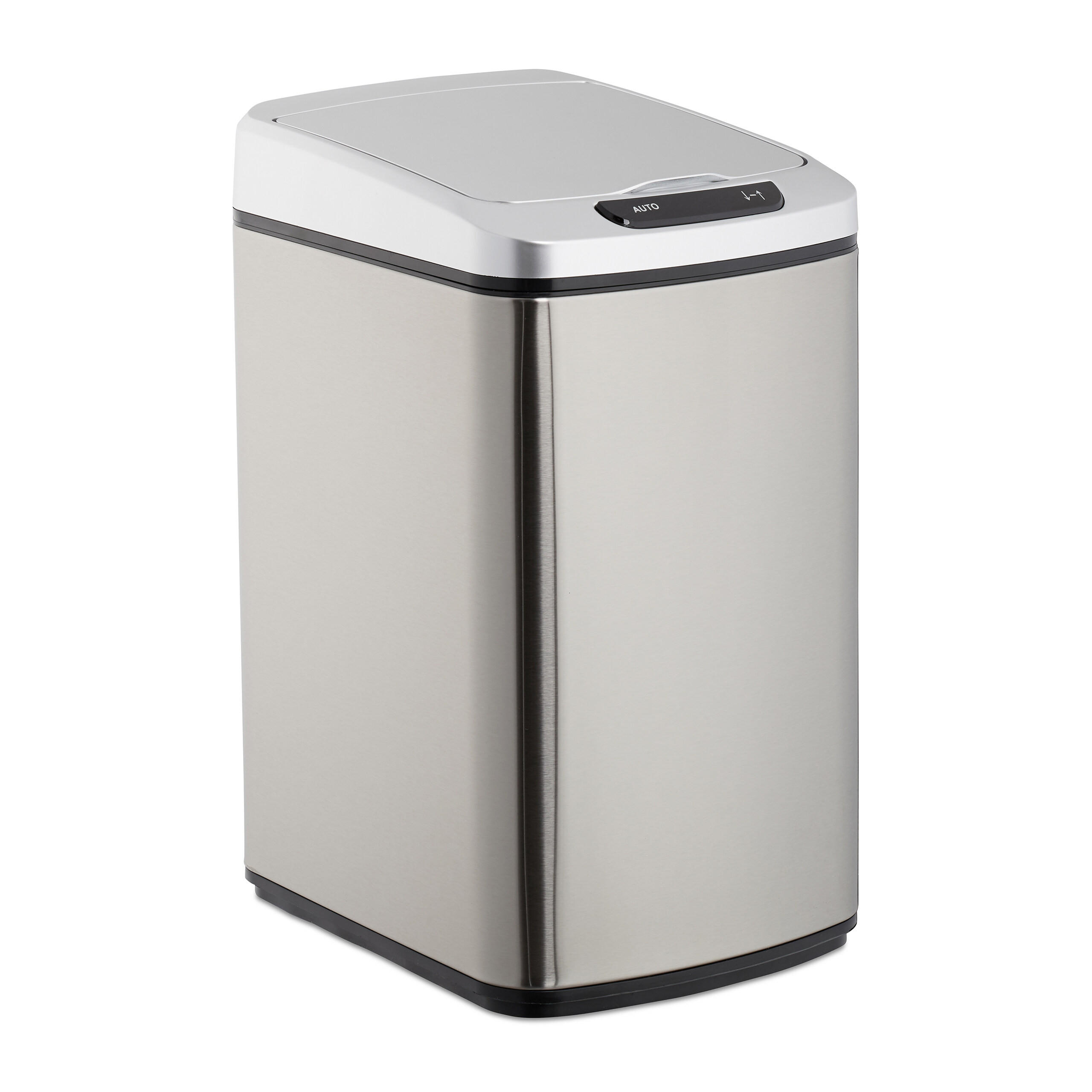 SENSOR Mülleimer - Silberfarben, Kunststoff/Metall (21.5/41/28cm) - Relaxdays