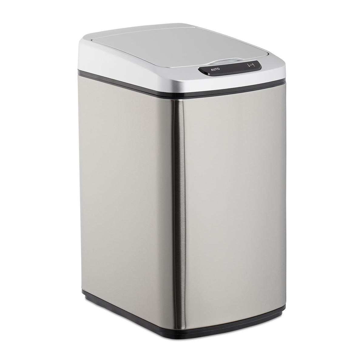 SENSOR Mülleimer - Silberfarben, Kunststoff/Metall (21.5/41/28cm) - Relaxdays