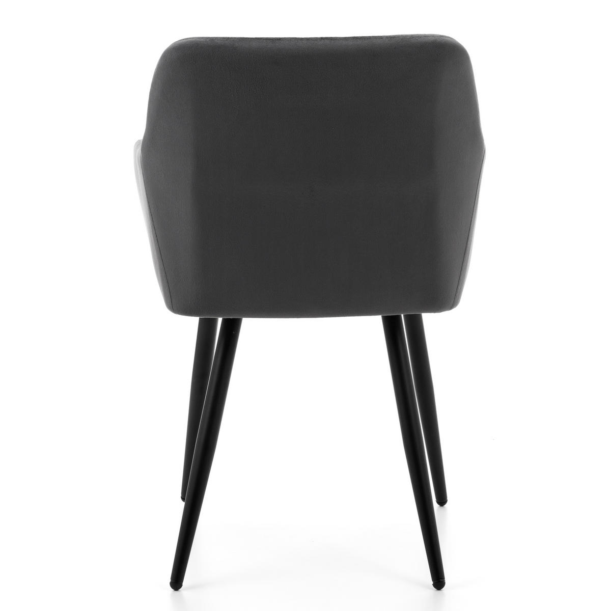 STUHL TODI gepolstert mit Steppung - grau - Samt Velours - Schwarz/Grau, Textil/Metall (56/85/62cm) - NEW HOME