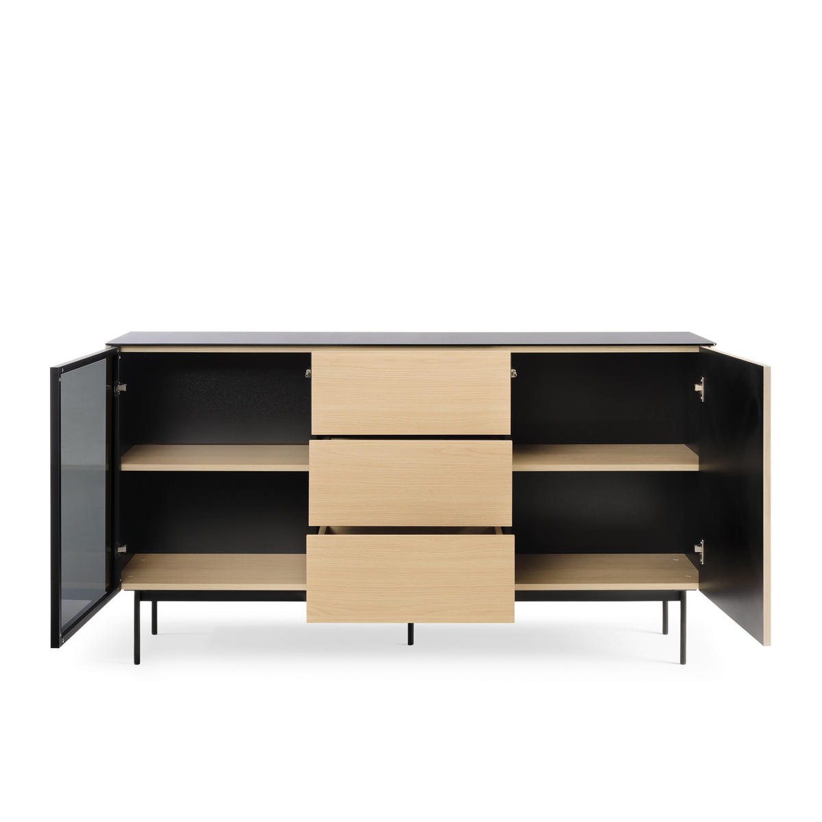 SIDEBOARD OLDEN KOM2 Glasplatte Eiche - Eichefarben, Glas/Holzwerkstoff (157/84/39cm) - Komodee