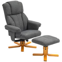 RELAXSESSEL mit Liegefunktion, Liegesessel mit Hocker, Fernsehsessel - Dunkelgrau, Textil (80/104/79cm) - HOMCOM