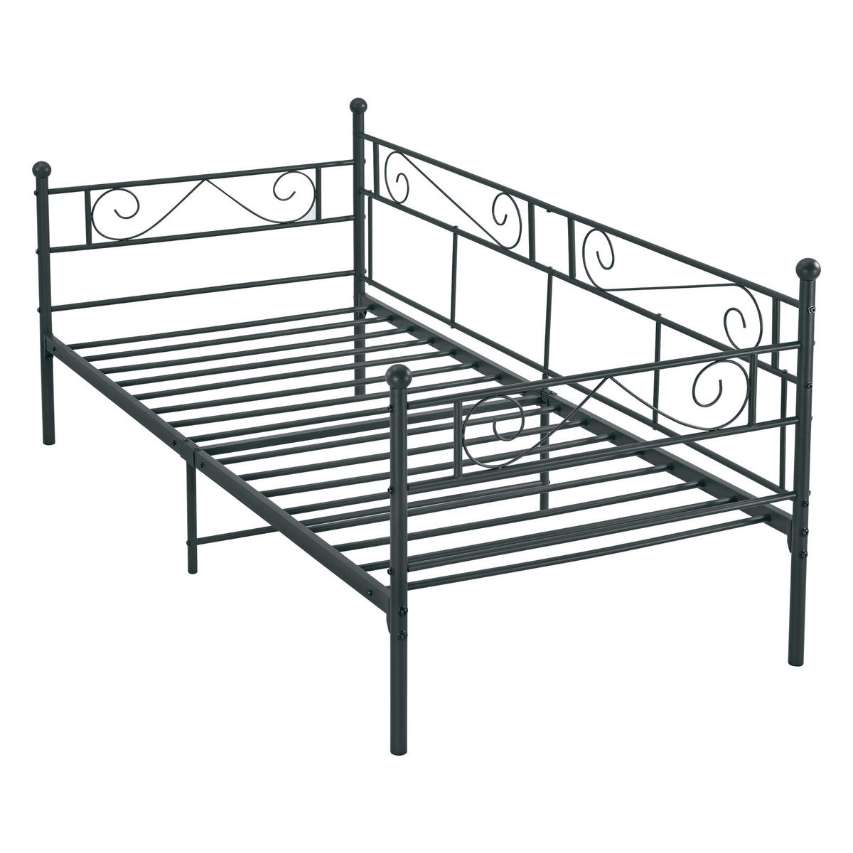 TAGESBETT Kerava - Schwarz, Metall (90/200cm) - [en.casa]