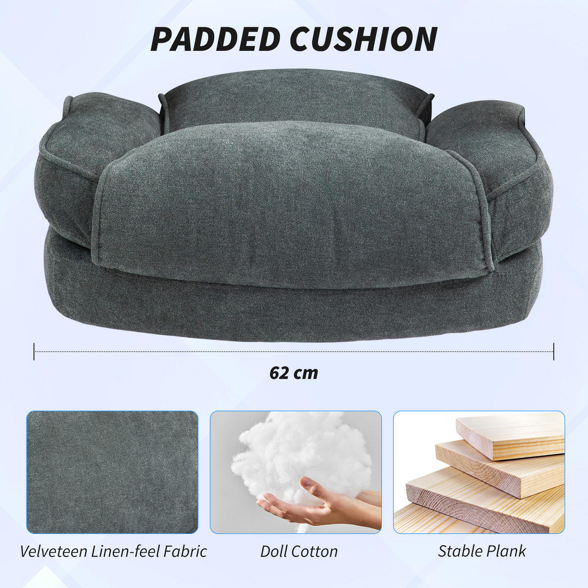 BÜROSTUHL, Ergonomisch Schreibtischstuhl mit Wippfunktion, Leinenoptik, Grau - Grau, Textil (79/125/68.5cm) - HOMCOM