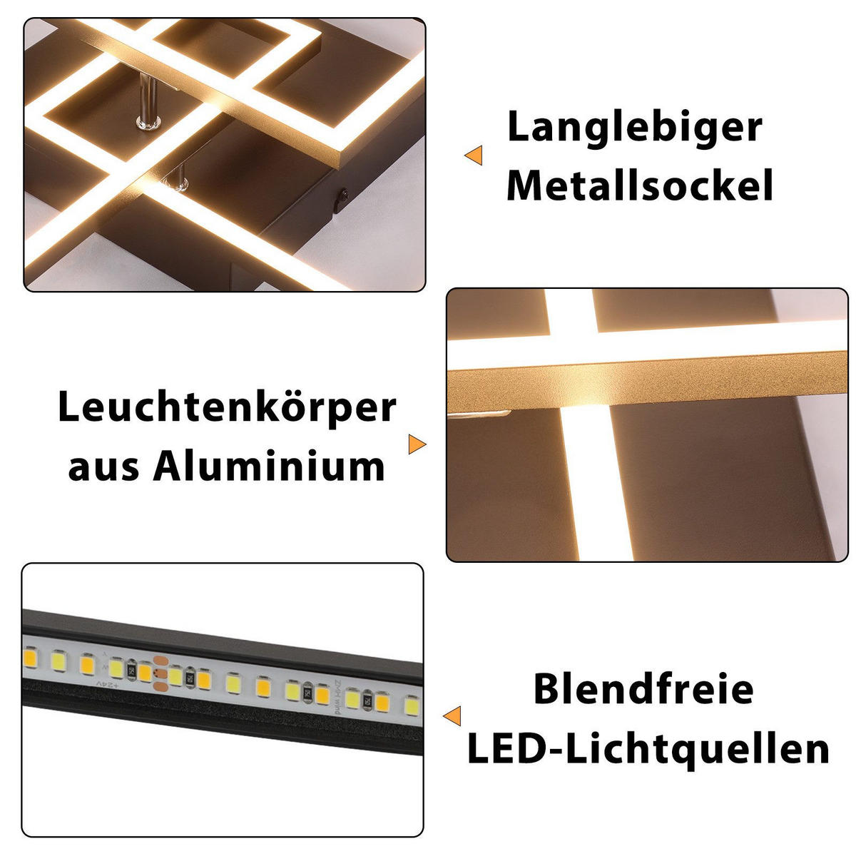 LED-DECKENLEUCHTE Luke 40/40/9cm - Schwarz, Metall (40/40/9cm) - Nettlife