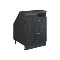 KUHINJSKI ORMAR ZA KOSINE KROVA R-Line Crni Beton 60 cm s 2 ladice, korpus ormara dubine 60 cm - crna/antracit, drvni materijal (60/83.8/60cm) - Vicco