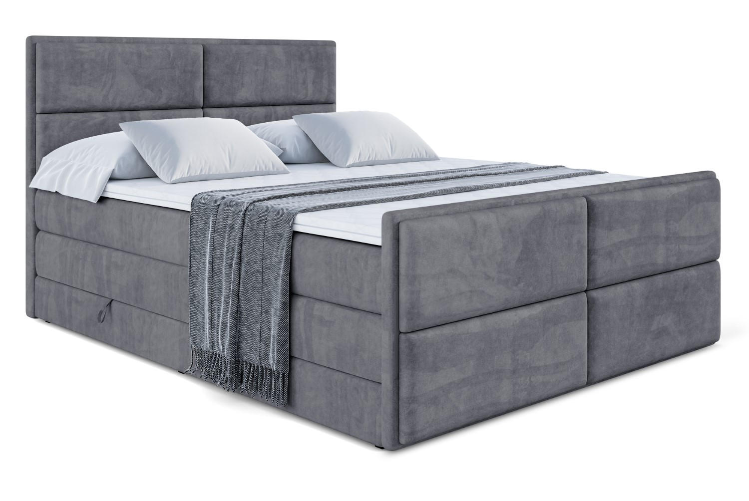 BOXSPRINGBETT AURA-Z KING - 160 x 200 - H3/H4 - Dunkelgrau - Dunkelgrau, Holzwerkstoff (160/200cm) - ALTDECOR