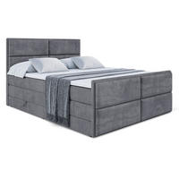 BOXSPRINGBETT AURA-Z KING - 160 x 200 - H3/H4 - Dunkelgrau - Dunkelgrau, Holzwerkstoff (160/200cm) - ALTDECOR