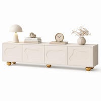 TV-LOWBOARD aus Spanplatte 180x40x45 cm Warmweiß mit 4 Türen und Wolkenmotiv - Weiß, Holzwerkstoff (180/45/40cm) - IVMEU