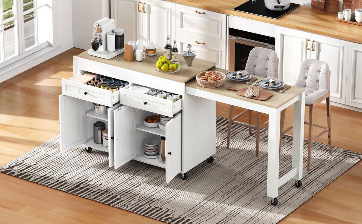 BARTISCH Weiß mit Stauraum und Ausziehfunktion - Weiß, Holzwerkstoff (180.5/92.2/45cm) - Urban Meuble