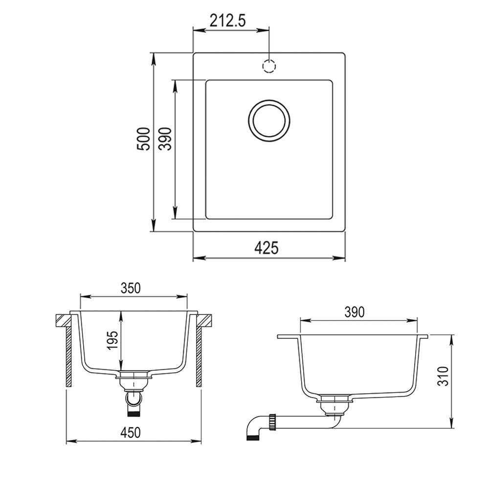 Thumbnail - Bergstroem Spülbecken, Schwarz, Keramik, Rechteckig, 42.5x20x50 cm, Küchen, Küchenausstattung, Küchenspülen