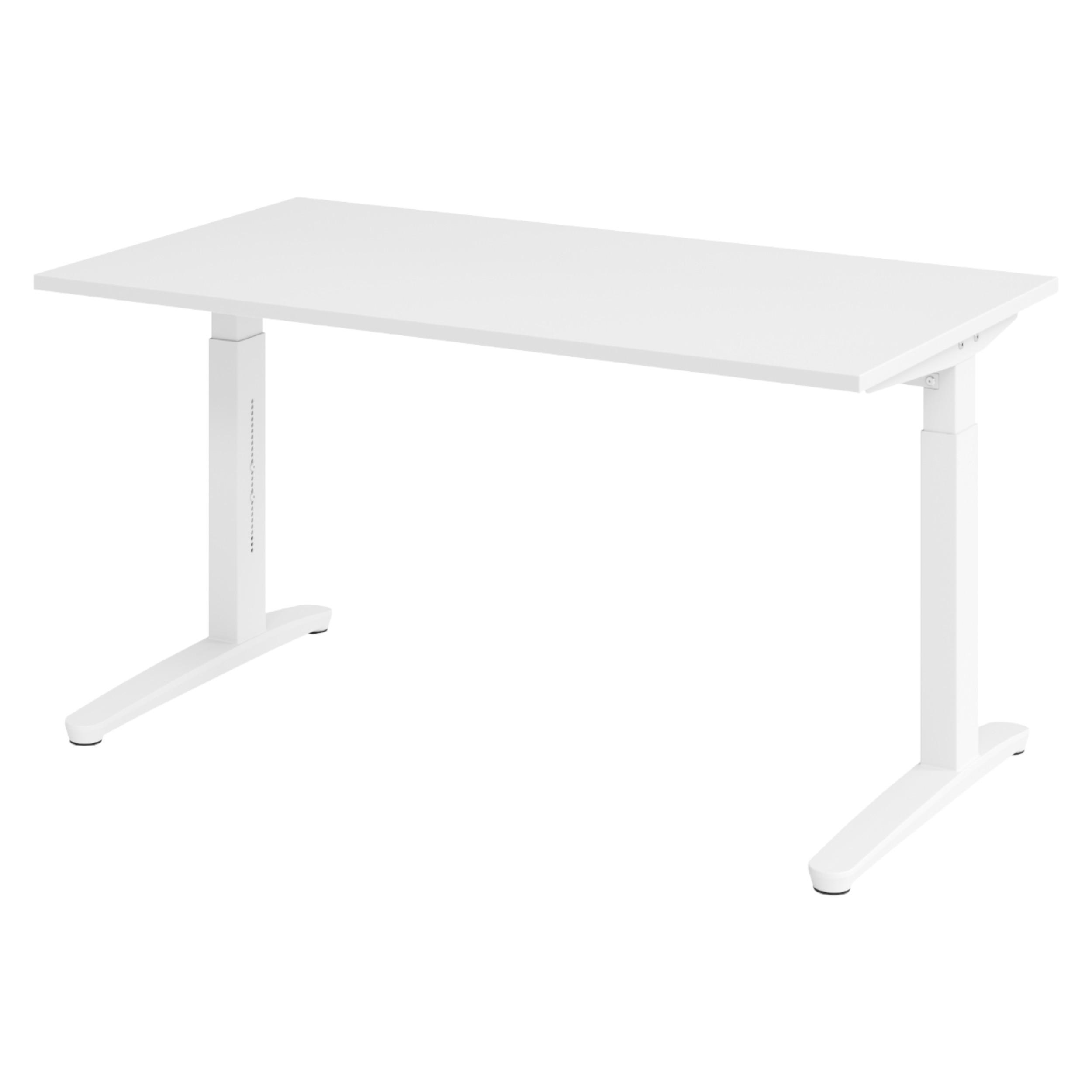 SCHREIBTISCH Serie-XB 80/140/74 cm in Weiß/Weiß - Weiß, Holzwerkstoff (80/140/74cm) - bümö