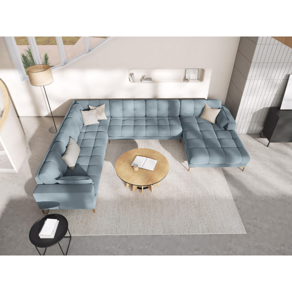 Thumbnail - Micadoni Panoramasofa, Hellblau, Textil, 7-Sitzer, U-Form, 256x75x327 cm, Hergestellt in Europa, Oeko-Tex®, Wohnzimmer, ...