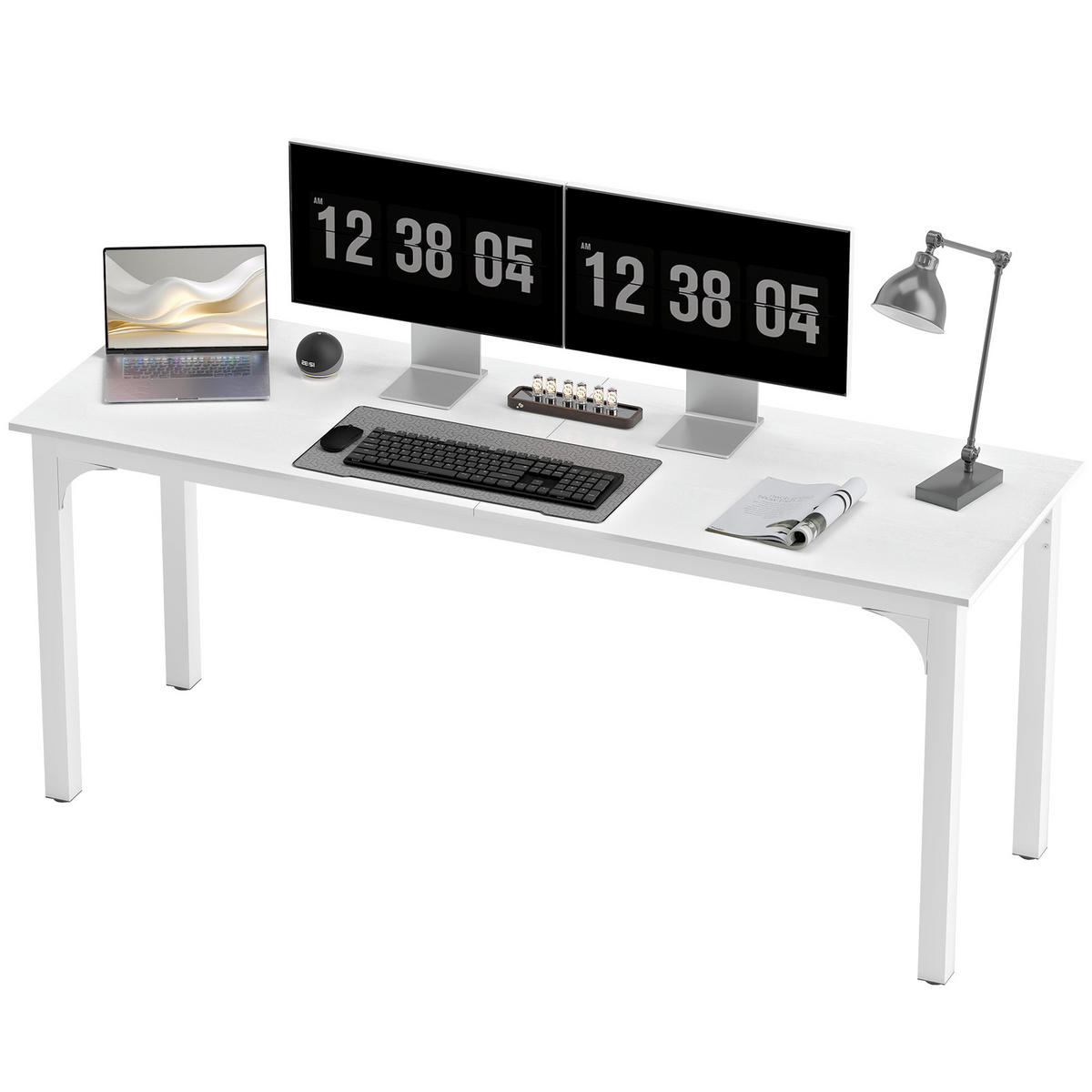 COMPUTERTISCH Weiß mit Metallgestell und großer Arbeitsfläche 180/60/75 cm - Weiß, Holzwerkstoff (60/180/75cm) - PANGIVO