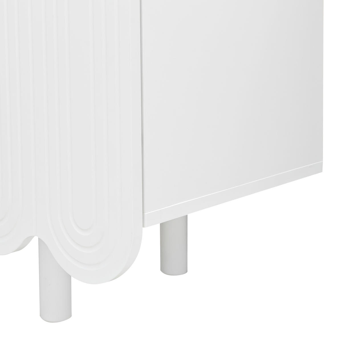 KUCHYŇSKÁ SKŘÍŇ bílá, kapkovitý design, tvarovaná dvířka, do obývacího pokoje a jídelny, 120×37,5×80,8 cm - bílá, kov/kompozitní dřevo (120/80.8/37.5cm) - STILVORA