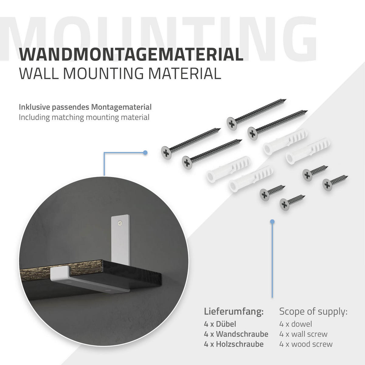 REGALHALTERUNG - Weiß, Metall (14.5/4/21cm) - ML-DESIGN