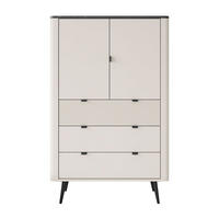 HIGHBOARD mit Schubladen AUTUMN 2D3S mit geriffelter Front, Kaschmir / Grauer Stein - Beige, Holzwerkstoff (90/142/40cm) - Lookway