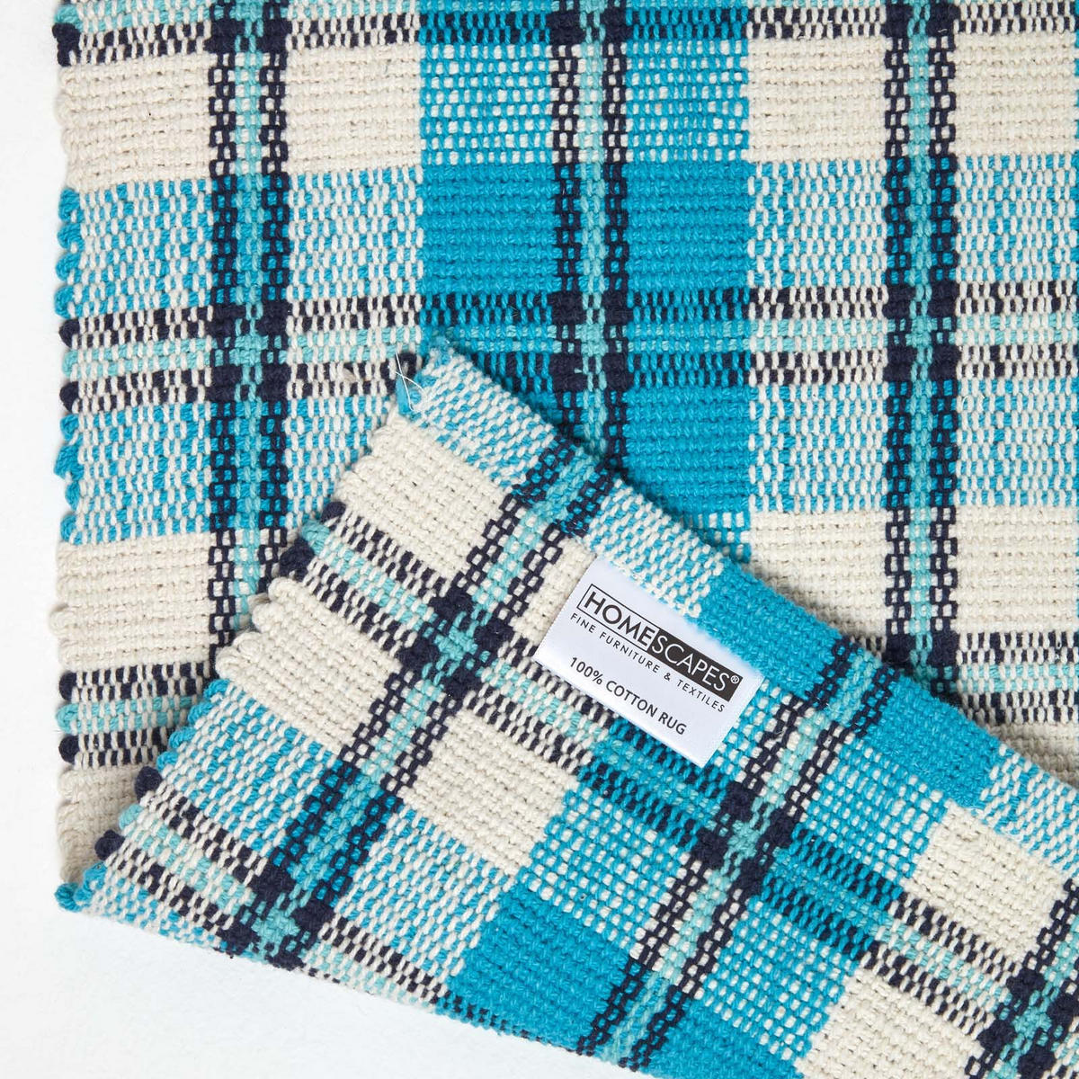 TEPPICHLÄUFER Irvine, Baumwolle kariert 66/200 cm - Blau, Textil (66/200cm) - Homescapes