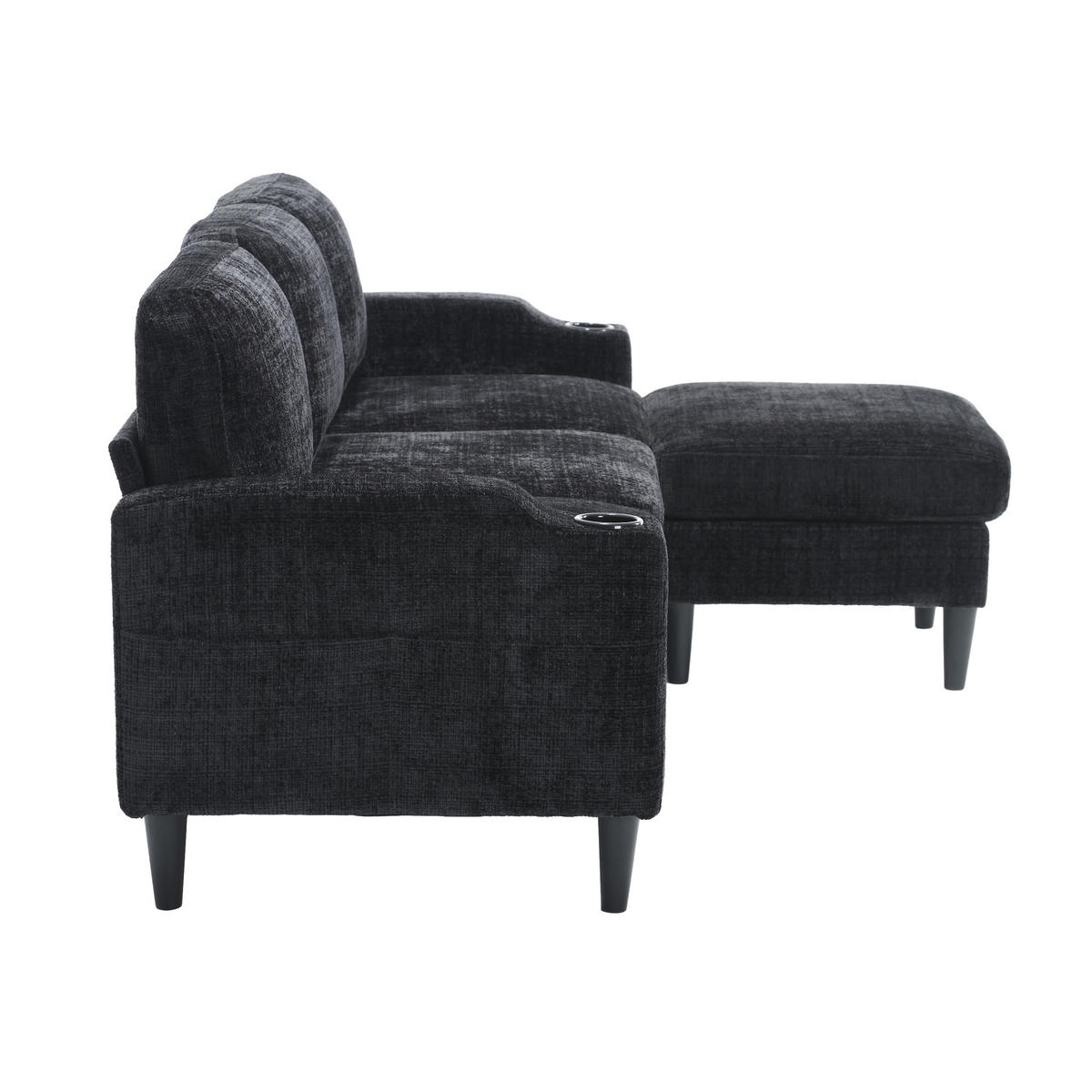 ROHOVÁ SEDAČKA 196,5/75/77 cm Černá - černá, textil (75/196.5cm)