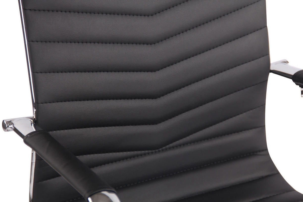 DREHSTUHL Lederlook schwarz - Chromfarben/Schwarz, Textil/Metall (57/110/65cm) - CLP