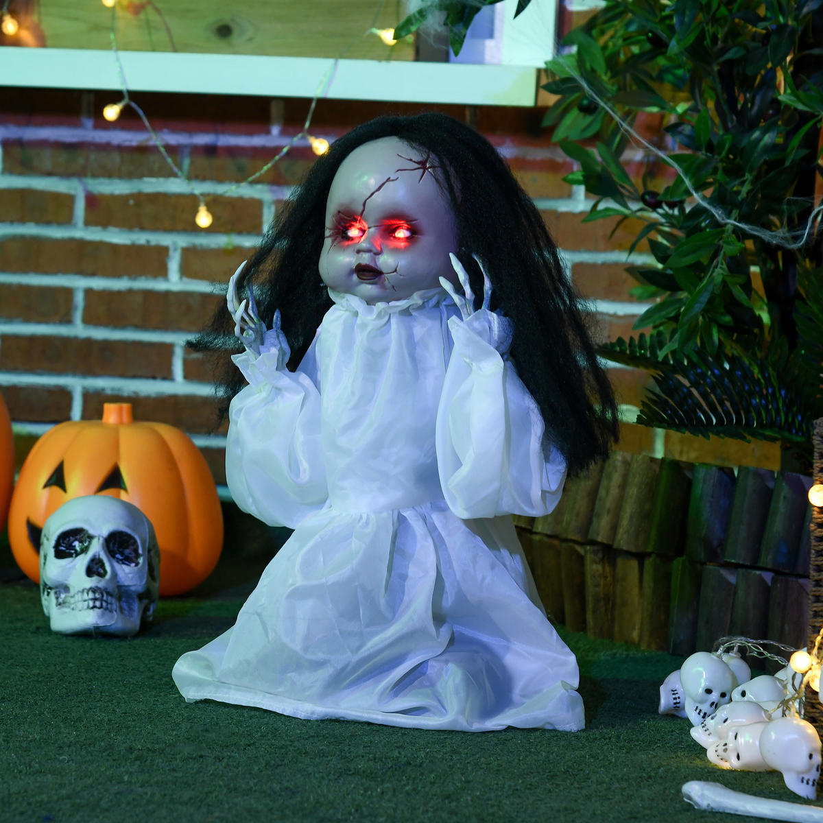 HALLOWEEN-DEKORATION Weiß 60.0/15.0/60.0cm - Weiß, Textil (15/60/60cm)