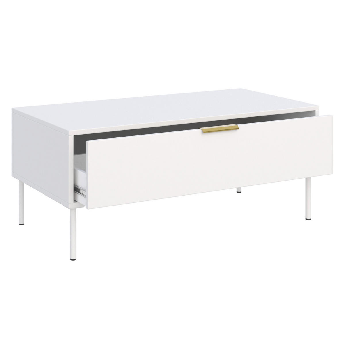 COUCHTISCH VENA weiß 100/50 cm - Weiß, Holzwerkstoff/Metall (50/100/44cm) - Selsey