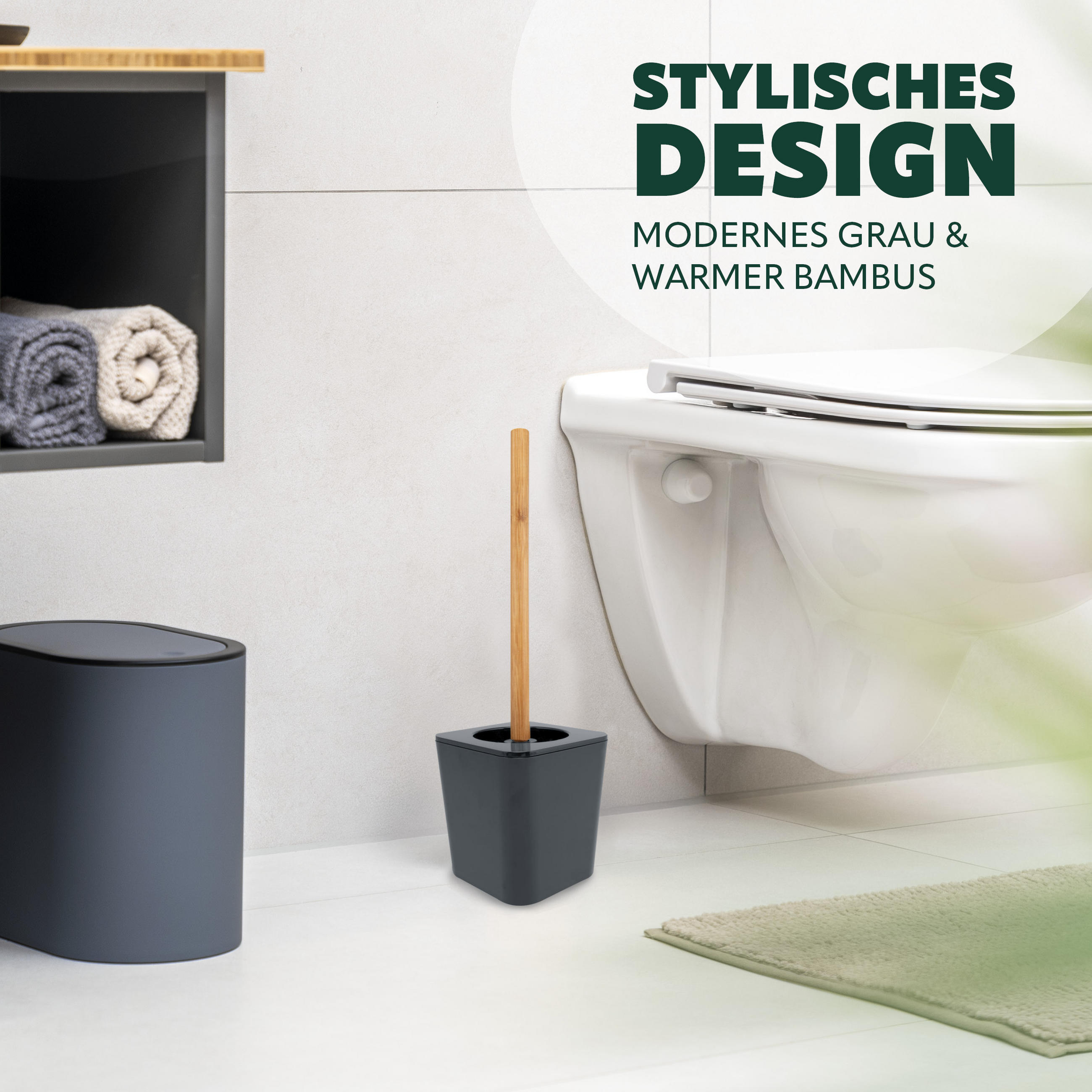 WC-BÜRSTE CALVI, grau - Grau, Kunststoff (11.4/39/11.4cm) - bremermann
