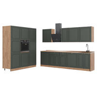 KUCHYNKA Fame-Line, Zelený a zlatý vidiecky dom/Dub Goldkraft, 460 cm, AP Oak - zelená/dub medový, kompozitné drevo (460/206.8/60cm) - Vicco