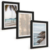 BILDER SET 3er Set - 20x30 cm Schwarzer Rahmen - Sommerlicher Sandstrand mit Meerblick - Schwarz, Kunststoff (20/30cm) - TULUP
