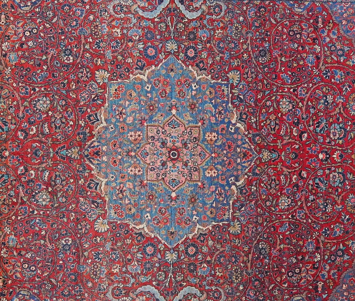 ORIENTTEPPICH handgeknüpft Ekbatan Rot, Blau 366/264 cm Schurwolle - Blau/Rot, Textil (264/366cm) - Looma