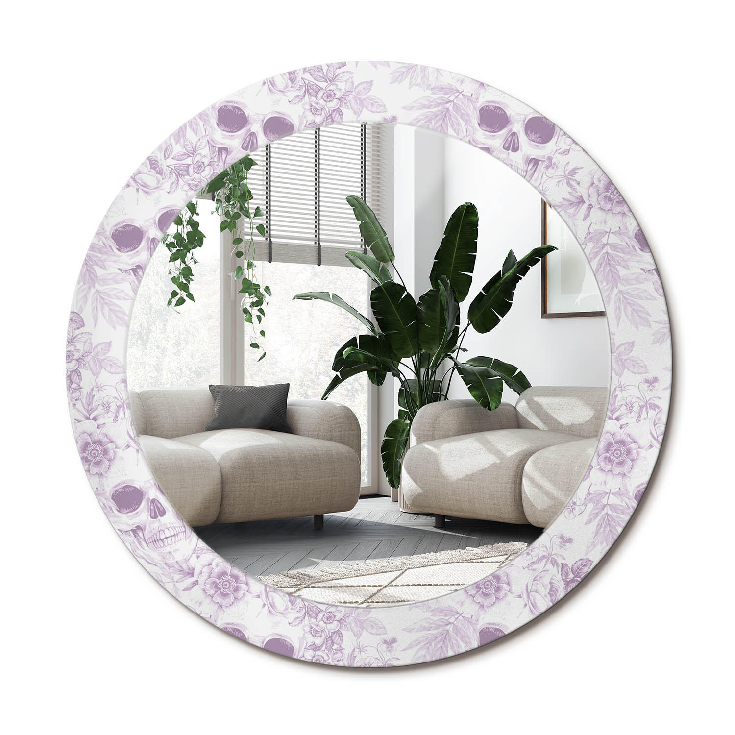 SPIEGEL Rund Ø 70 cm mit Aufdruck - Violett, Glas (70/70/0.4cm) - Wallfluent