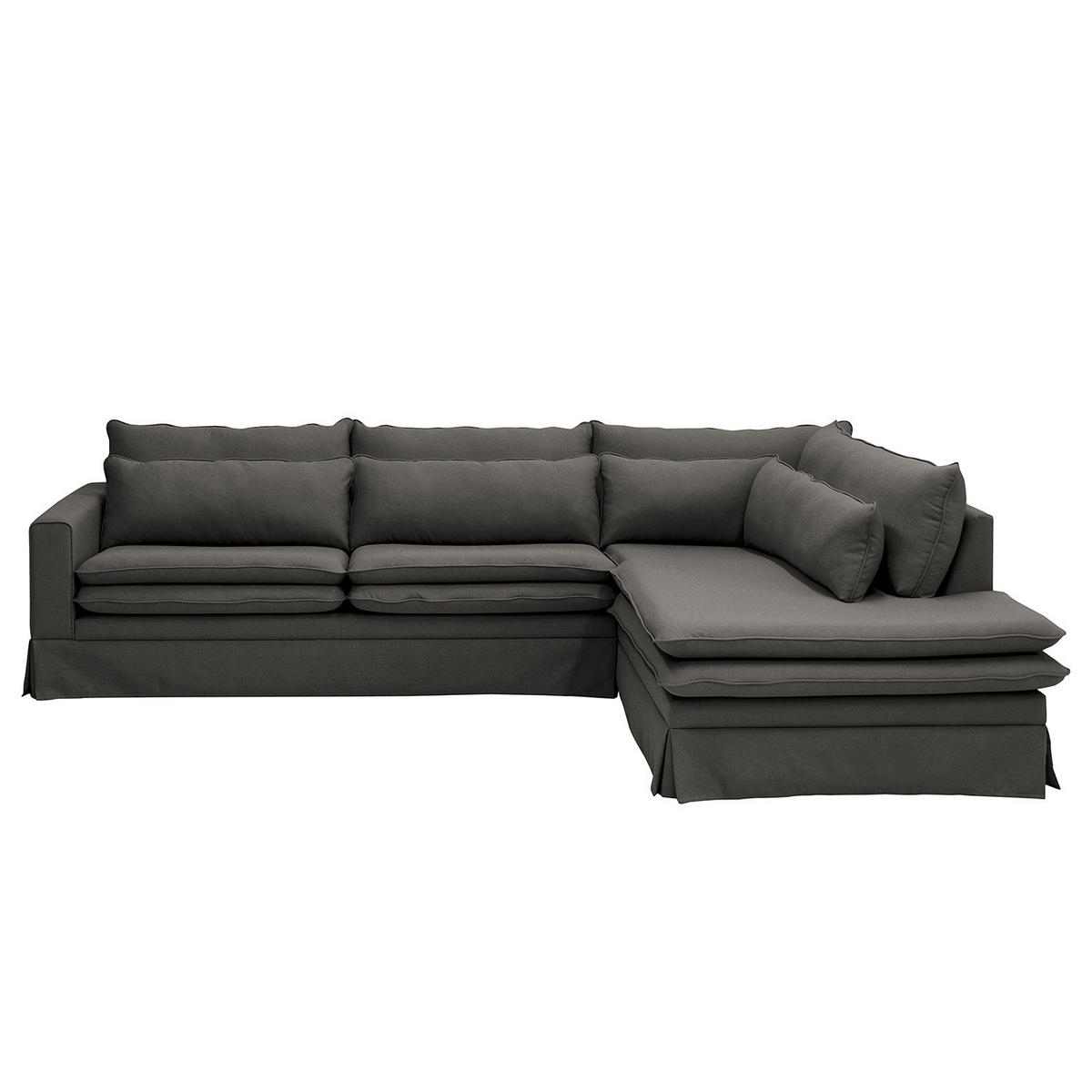 ECKSOFA mit Husse - Ottomane, Webstoff - Anthrazit/Schwarz, Kunststoff/Textil (299/222cm) - home24