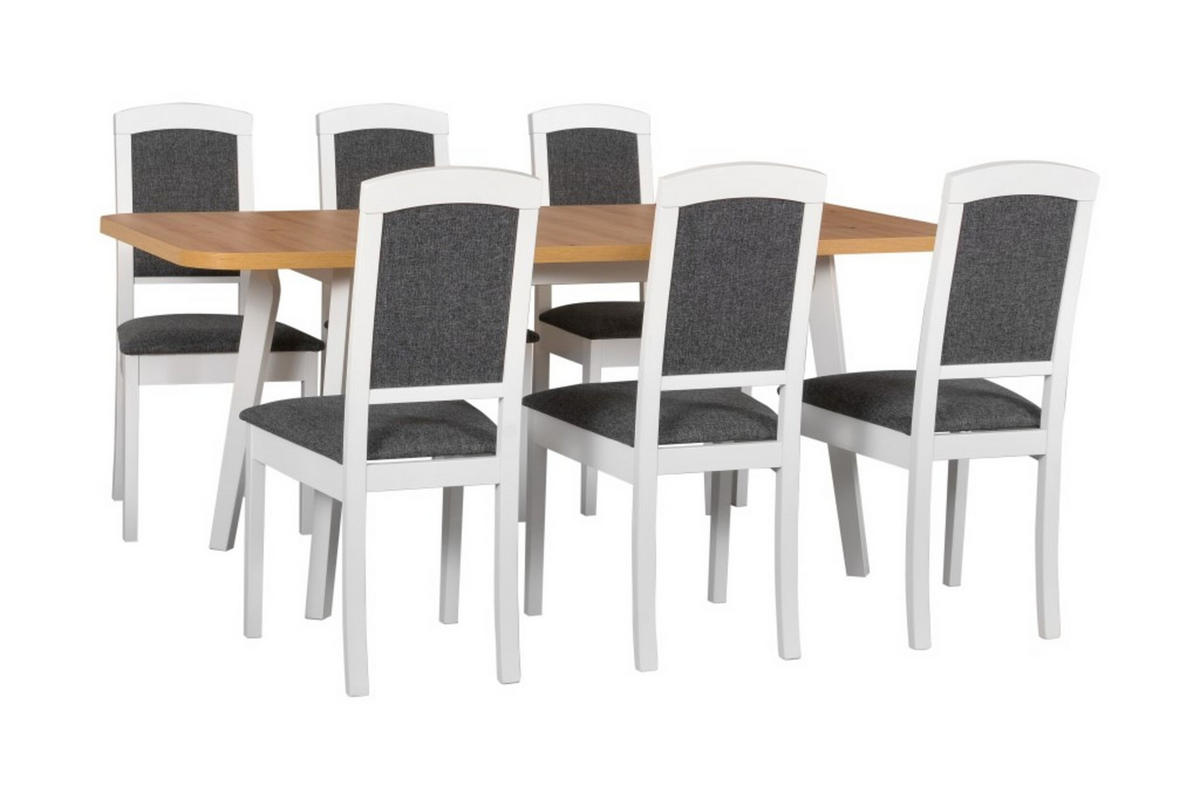 ESSTISCH Oslo 6 - Weiß, Holz (80/140/75cm) - Leaf Design