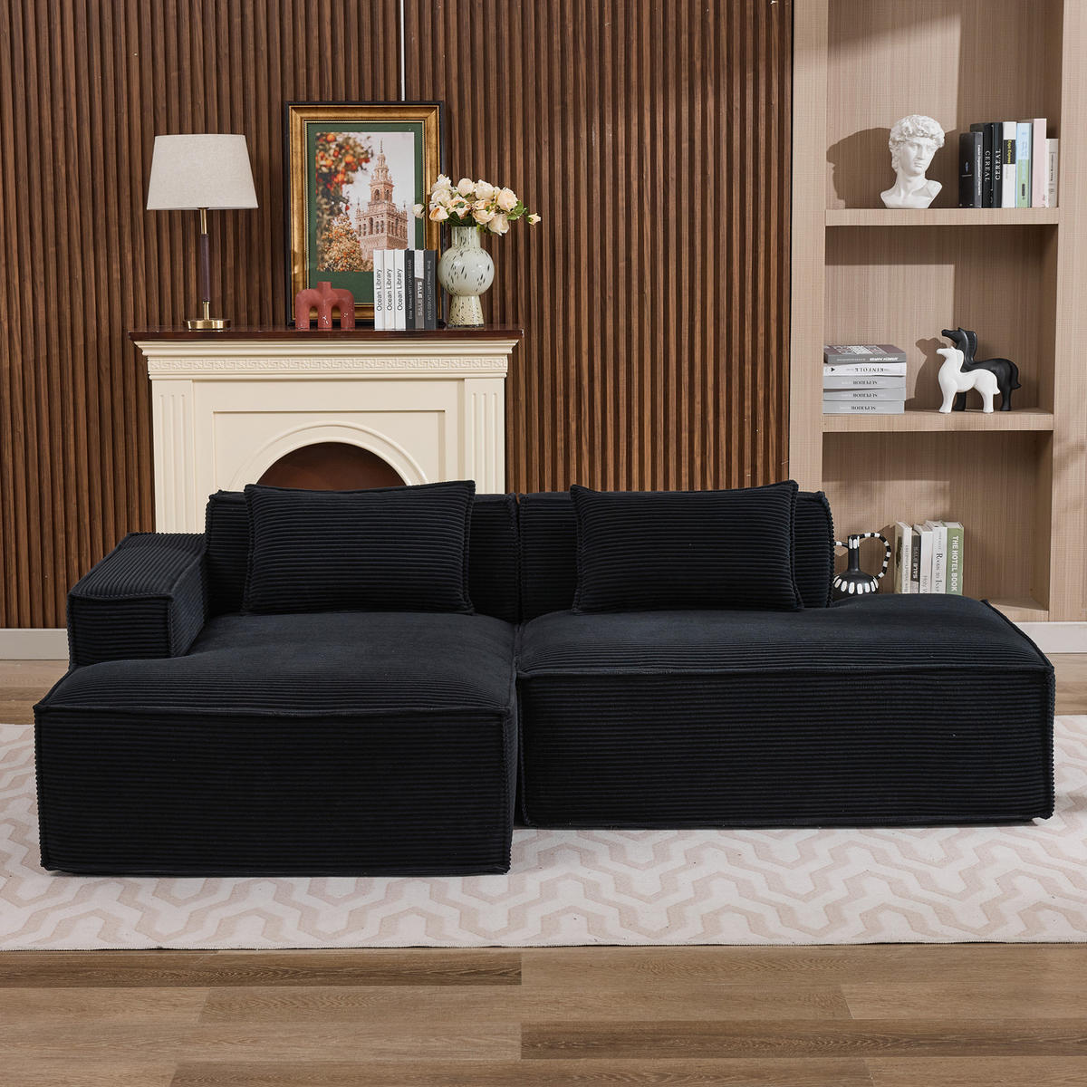 3-SITZER-SOFA 235 cm mit Taschenfederkern, High-Density-Schaum und pflegeleichtem Polyesterbezug, Schwarz - Schwarz, Textil (235/70/129cm) - Redom