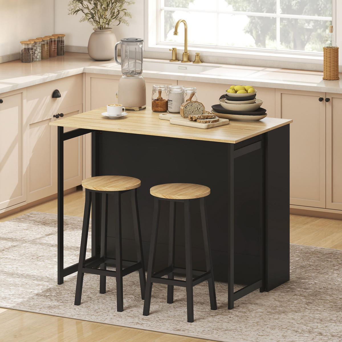 BARTISCH DE-14797 klappbar mit Schrank & 4 offenen Fächern Schwarz - Schwarz, Holzwerkstoff (116/79.6/90.5cm) - ComfortXL