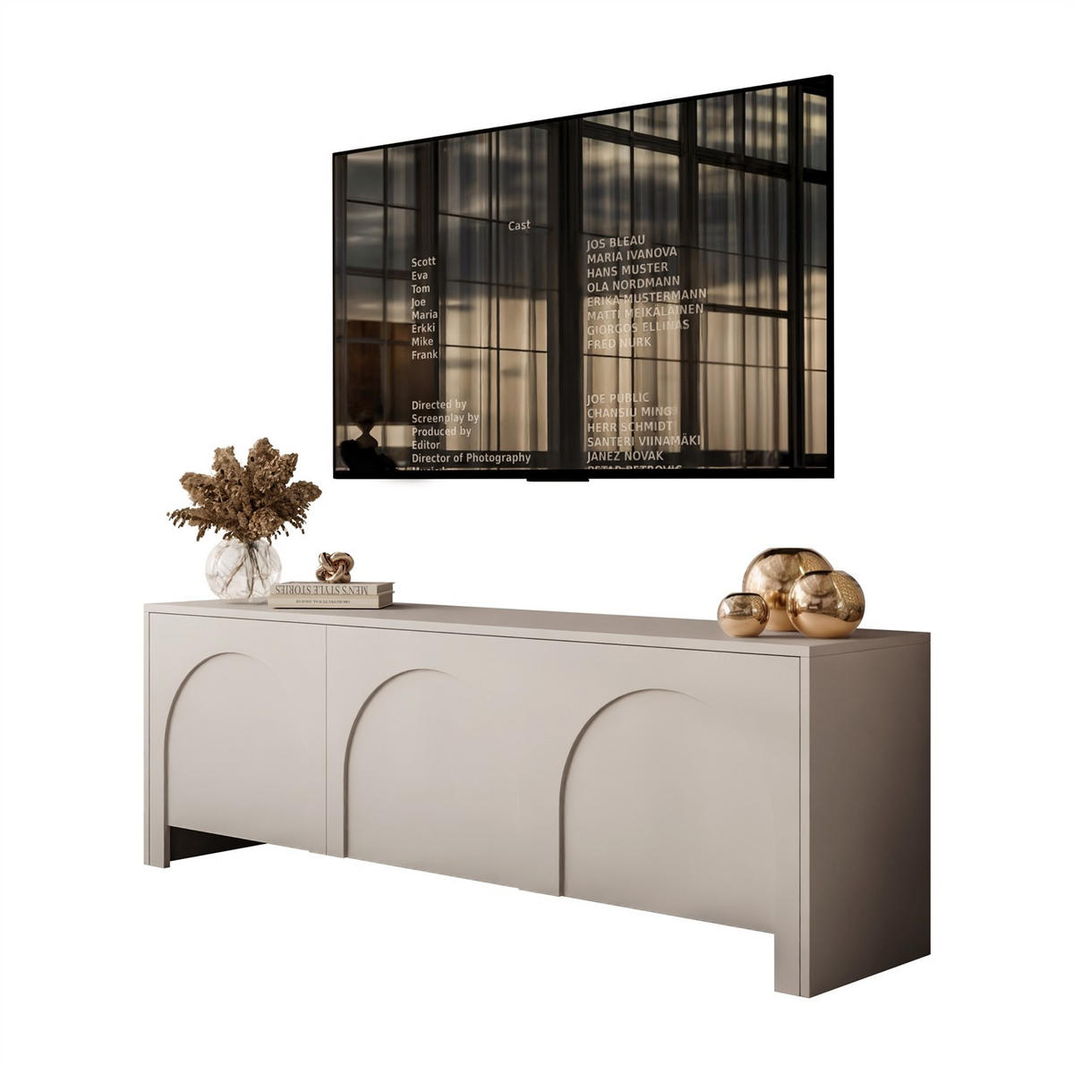 TV-ELEMENT ARIADNA Kaschmir dreitürig - Kaschmir, Holzwerkstoff (154/51/35cm)