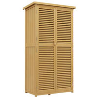 GARTENSCHRANK aus Holz 87x46,5x160cm in Gelb mit Lamellentüren - Gelb, Holz (46.5/160/87cm) - Modfu