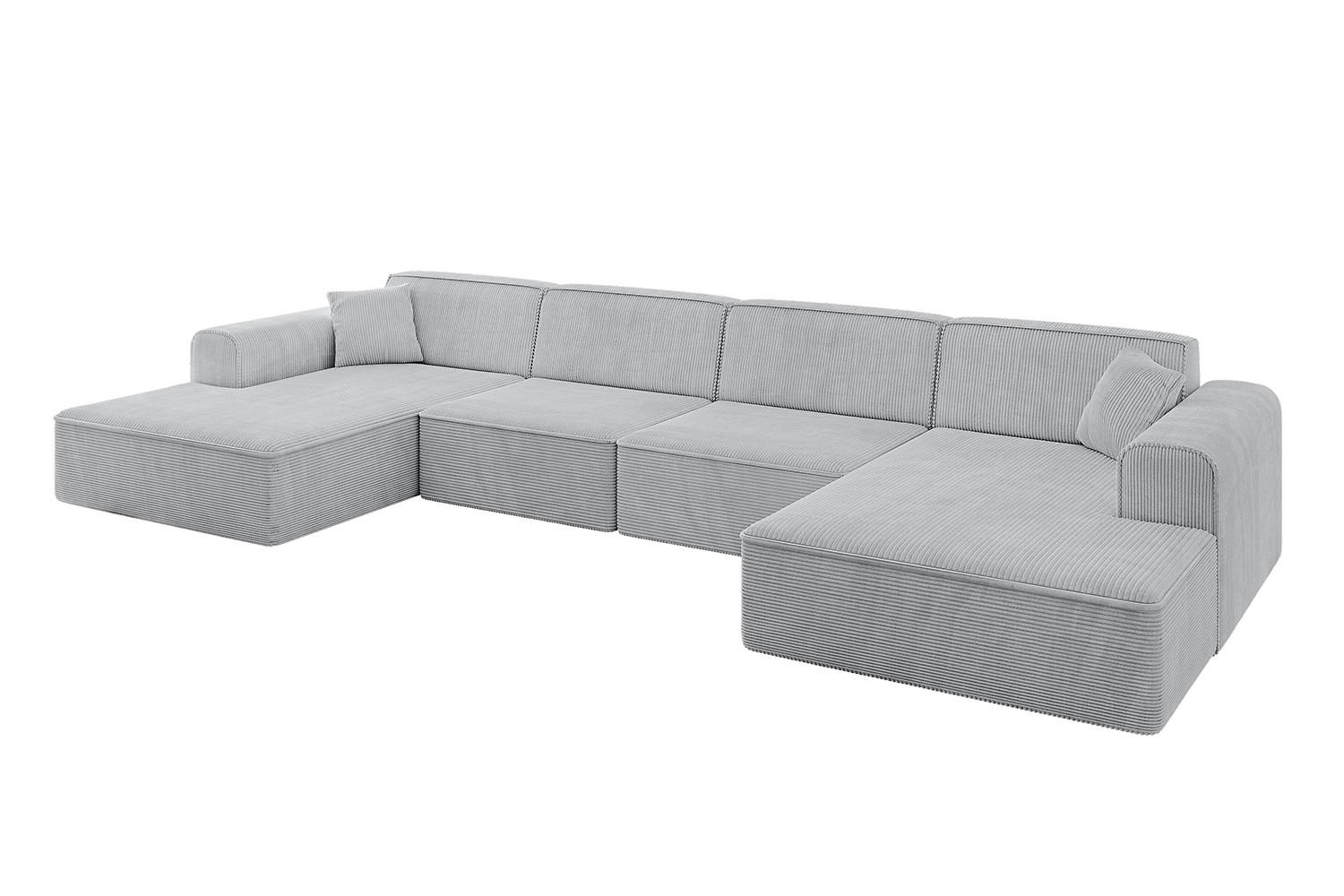 WOHNLANDSCHAFT IREA-U2-v3 - 388x171x79 cm Grau - Hellgrau/Grau, Holzwerkstoff/Textil (388/79/171cm) - ALTDECOR