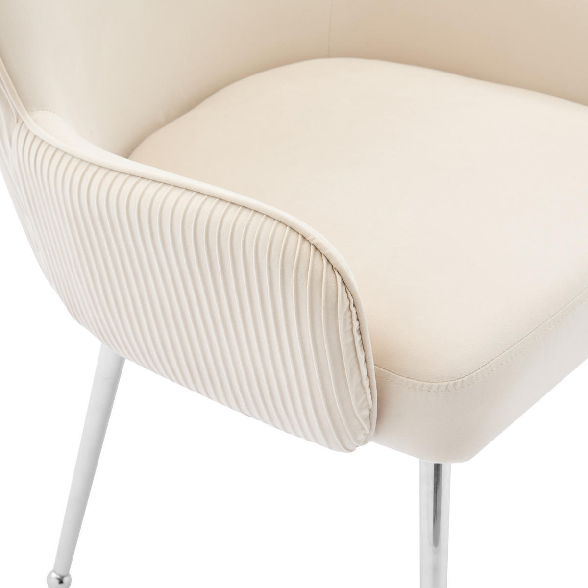 ESSZIMMERSTUHL 2er Set Samt Lounge Beige Silber Armlehnen - Beige, Textil (59.5/87/57cm) - FLIEKS