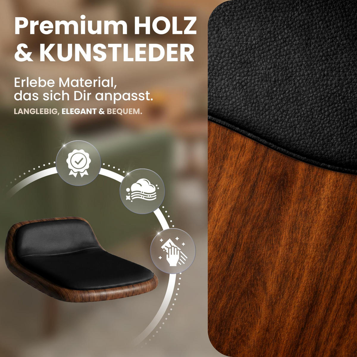 ESSZIMMERSTUHL Lederlook Walnuss/Schwarz - Walnussfarben/Schwarz, Holz/Textil (62/87/60cm) - CLP
