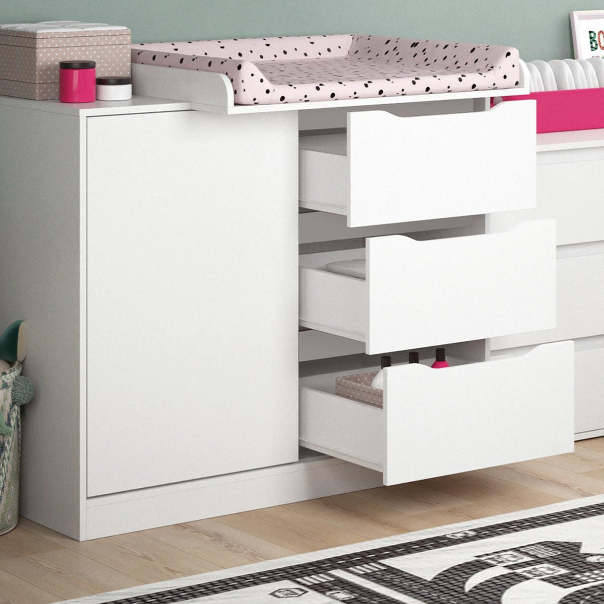 WICKELKOMMODE Ruben Weiß 113 x 93 cm mit Wickelaufsatz - Weiß, Holzwerkstoff (113/93/53cm) - Vicco