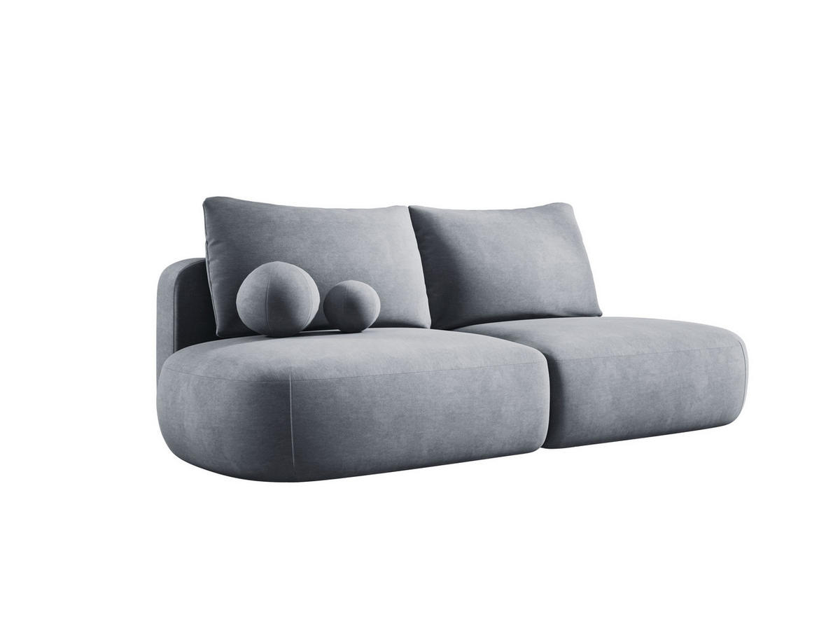 SCHLAFSOFA Moderne BABU mit Schlaffunktion – 3-Sitzer Sofa mit Bettkasten, DL-Automat, 2 Rückenkissen, 2 Zierkissen, 240x90x90 cm, Esche - Hellgrau, Holz/Textil (240/90/90cm) - DomoHome