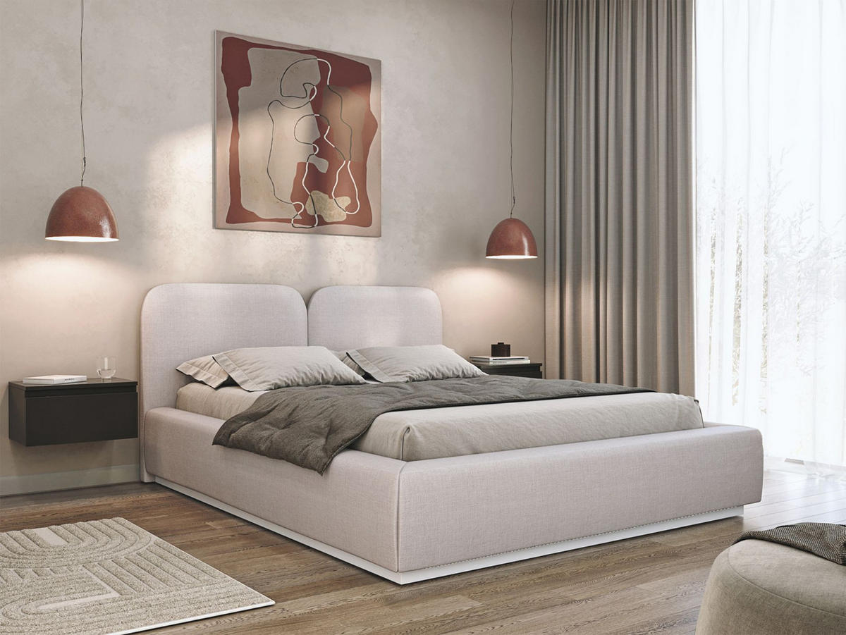 POLSTERBETT Comoves 160x200 Hellbeige mit Chenillebezug - Ecru, Textil (160/200cm) - Selsey