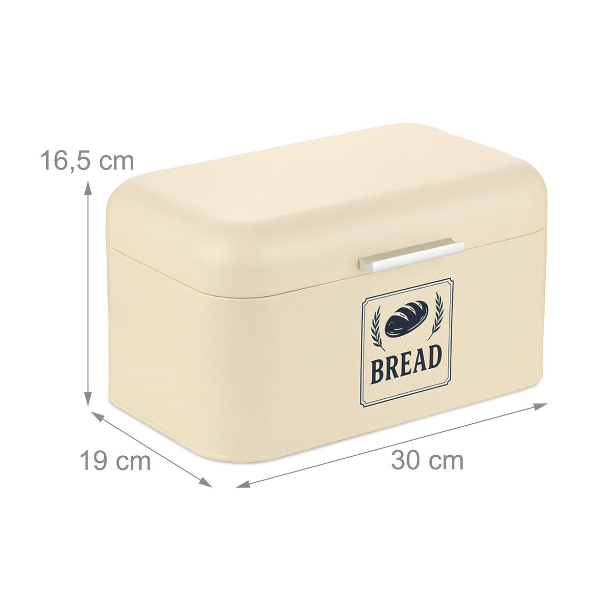 BROTKASTEN - Beige, Metall (30/16.5/19cm) - Relaxdays
