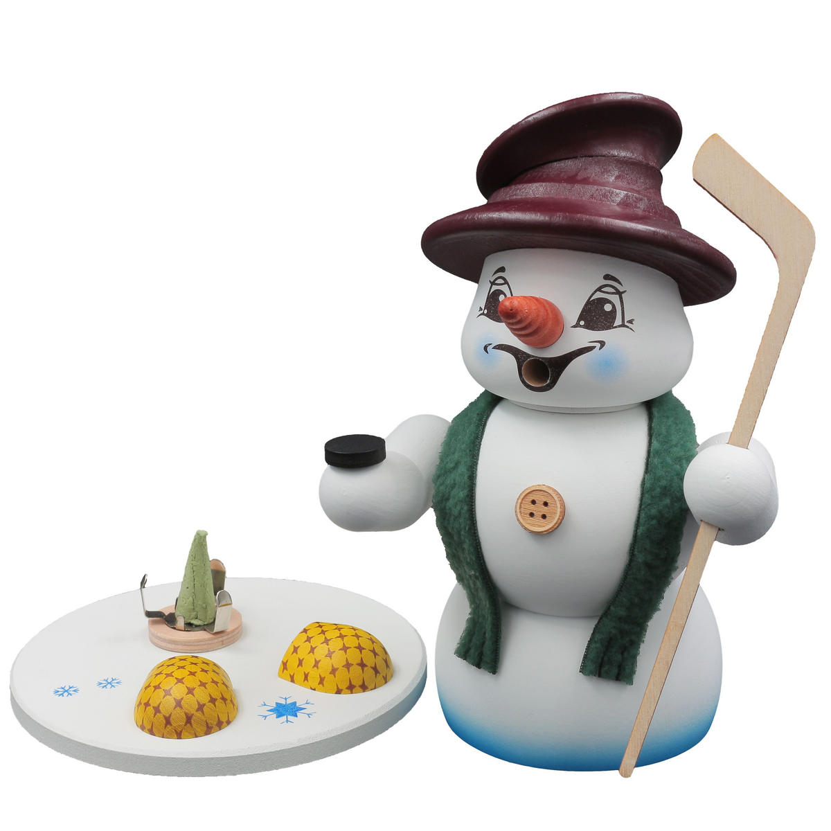 RAUCHFIGUR Schneemann Weiß Eishockeyspieler 19 cm - Multicolor, Holz (15/19/0.1cm)